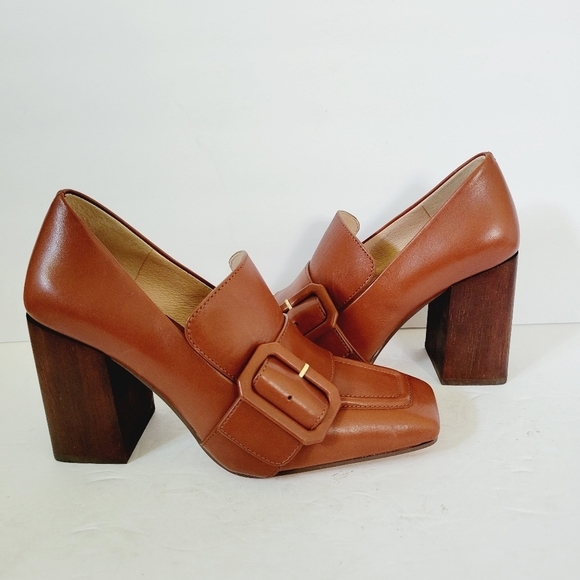 NEW Louise et Cie Ovidio Brown Pump Loafer Block Heels Size 6.5 - Picture 1 of 6